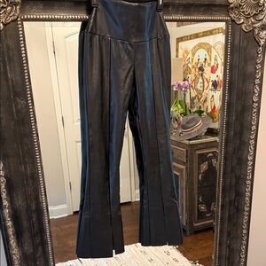 Norma Kamali Black Flare Leather Pants